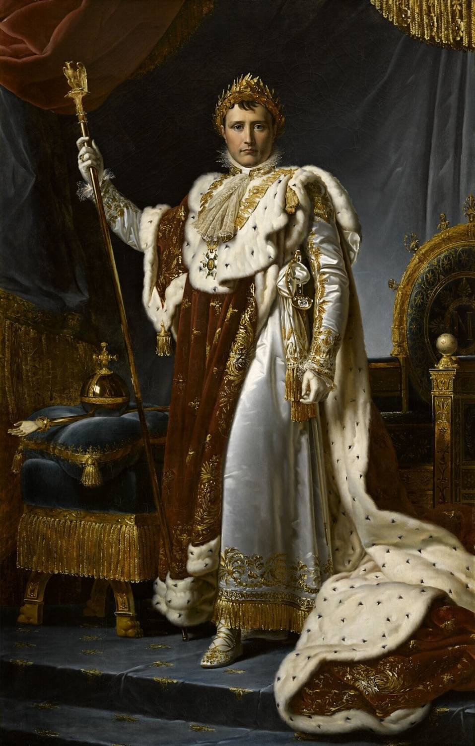 Napoléon Bonaparte lors de son sacre, peinture de François Gérard. Apercevez-vous le diamant serti sur son épée ?