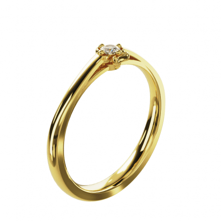 Bague Dame de trèfle - B_174_J3N - Or jaune Diamant
