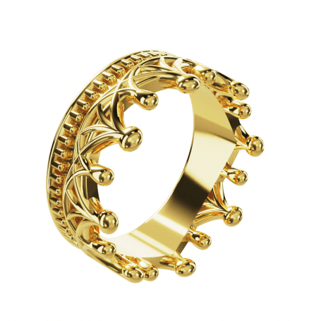Bague Couronne - B_264_J3N - Or jaune