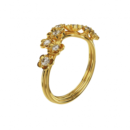 Bague Printanière - B_295_J3N - Or jaune Diamant
